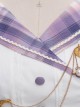 Irregular Neckline Purple Plaid Print Lace Bow Decorative Ruffled Hem Classic Lolita Sleeveless Dress
