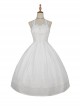 Hepburn Style Elegant White Halterneck Pearl Embellished Simple Jacquard Fabric Classic Lolita Sleeveless Dress