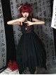 Black Chinoiserie Stand Collar Buckle Printed Shoulder Cutouts Metal Chain Irregular Hem Classic Lolita Sleeveless Dress