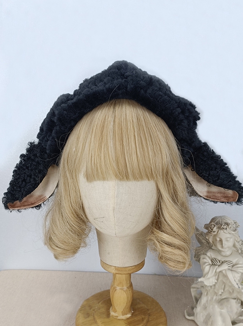 Cute Milky White Lamb Ears Cloud Plush Lamb Keep Warm Sweet Lolita Beret