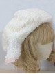 Cute Milky White Lamb Ears Cloud Plush Lamb Keep Warm Sweet Lolita Beret