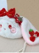 Strawberry Cute Bunny Bow Lace Plush One Shoulder Crossbody Girl Sweet Lolita Bag