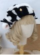 Black-White Cows Plush Bow Bell Dome Outing Warm Cute Sweet Lolita Pumpkin Hat Beret