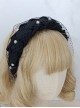 Solid Color Vintage Court Elegant Braided Pearls Decorated Fishnet Hair Accessories Classic Lolita Headband