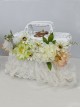 Pastoral Style White Small Fresh Weave Lock Catch Lace Simulation Flower Classic Lolita Handbag