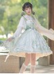 Chinese Style Stand-Up Collar Embroidered Bowknot Swan Castle Print Ribbon Trim Removable Sleeves Classic Lolita Sleeveless Dress