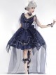 Mirror Of Thorns Series Blue Gorgeous Elegant Rose Thorns Print Irregular Skirt Hem Butterfly Bead Chain Decorative Classic Lolita Sleeveless Dress