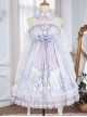 Chinoiserie Purple Stand Collar Lace Bead Chain Bow Fringe Design Swan Castle Print Classic Lolita Sleeveless Dress