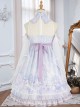 Chinoiserie Purple Stand Collar Lace Bead Chain Bow Fringe Design Swan Castle Print Classic Lolita Sleeveless Dress