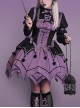 Gothic Style Elegant Rose Lace Bow-Knot Hairball Spider Web Asymmetric Hem Design Witch Halloween Gothic Lolita Long Sleeve Shirt Skirt Set