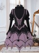 Gothic Style Elegant Rose Lace Bow-Knot Hairball Spider Web Asymmetric Hem Design Witch Halloween Gothic Lolita Long Sleeve Shirt Skirt Set