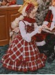 Christmas Eve's Carol Collection Red Plaid Sweet Red Bow Simple A-Line Skirt Christmas Classic Lolita Sleeveless Dress