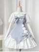 Winter Fairy Tale Series Big Bowknot Star Fur Ball Plush Hem Design Slim Long Sleeve Doll Collar Shirt Sweet Lolita Sleeveless Dress Set