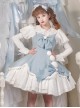 Winter Fairy Tale Collection Big Bow Star Fur Ball Plush Hem Design Slim Long Sleeve Doll Collar Shirt Sweet Lolita Sleeveless Dress Set