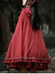 Red Simple Cute Ruffle Autumn Winter Frenulum Up Big Hat Classic Lolita Cloak