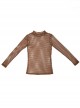 Punk Spring Autumn Turtleneck Thin Section Brown Knitted Diamond-Shaped Hollow Mesh Bottoming Shirt Long-Sleeved T-Shirt