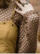 Punk Spring Autumn Turtleneck Thin Section Brown Knitted Diamond-Shaped Hollow Mesh Bottoming Shirt Long-Sleeved T-Shirt