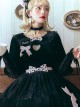 Black Velvet Crew Neck Heart Cutout Polka Dot Bow-Knot Frenulum Classic Lolita Long-Sleeved Shirt