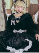 Black Velvet Crew Neck Heart Cutout Polka Dot Bow-Knot Frenulum Classic Lolita Long-Sleeved Shirt