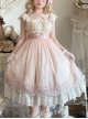 Elegant Sweet Daily Lace Pleats Embroidered Hem Pearls Love Decoration Sweet Lolita Sleeveless Dress