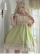 Elegant Sweet Daily Lace Pleats Embroidered Hem Pearls Love Decoration Sweet Lolita Sleeveless Dress