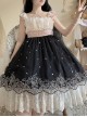 Elegant Sweet Daily Lace Pleats Embroidered Hem Pearls Love Decoration Sweet Lolita Sleeveless Dress