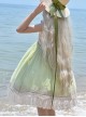 Elegant Sweet Daily Lace Pleats Embroidered Hem Pearls Love Decoration Sweet Lolita Sleeveless Dress