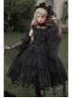 Solid Color Elegant Square Neck Translucent Gauze Neckline Lace Butterfly Decorated Star Draped Hem Bow-Knot Classic Lolita Sleeveless Dress