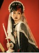 Gothic Retro Ornate Embroidered Eyes Rhombus Decorated Lace Yarn Mesh Halloween Gothic Lolita Headdress