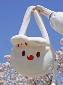 White Cute Plush Bunny Sweet Lolita Crossbody Portable Bag