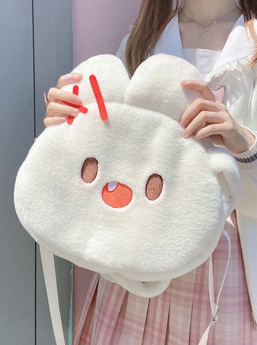 White Cute Everyday Plush Bunny Sweet Lolita Crossbody Portable Bag