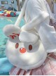 White Cute Plush Bunny Sweet Lolita Crossbody Portable Bag