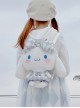 Blue White Plaid Bow Love Blush Cute Big-Eared Dog Doll Sweet Lolita Backpack