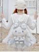 Blue White Plaid Bow Love Blush Cute Big-Eared Dog Doll Sweet Lolita Backpack