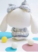 Blue White Plaid Bow Love Blush Cute Big-Eared Dog Doll Sweet Lolita Backpack