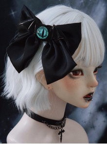 Black Big Bow-Knot Eyeball Bat Wings Decoration Design Halloween Gothic Lolita Hairpin