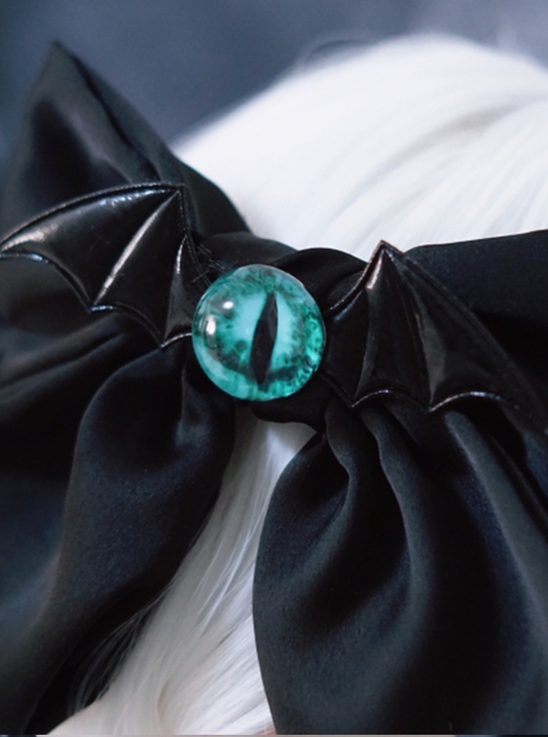Black Big Bow-Knot Eyeball Bat Wings Decoration Design Halloween Gothic Lolita Hairpin