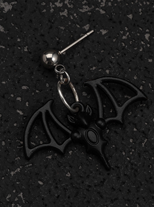 Black Bat Cutout Wing Design Alloy Halloween Gothic Lolita Stud Earrings