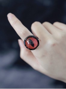 Red Vertical Pupil Eyeball Opening Adjustable Halloween Gothic Lolita Ring