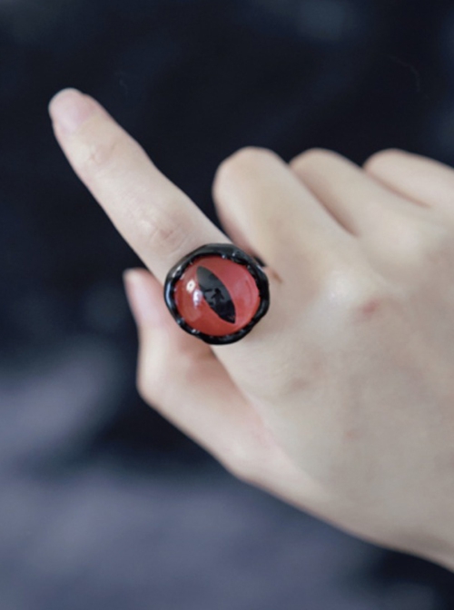 Red Vertical Pupil Eyeball Opening Adjustable Halloween Gothic Lolita Ring