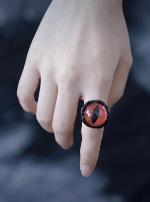 Red Vertical Pupil Eyeball Opening Adjustable Halloween Gothic Lolita Ring