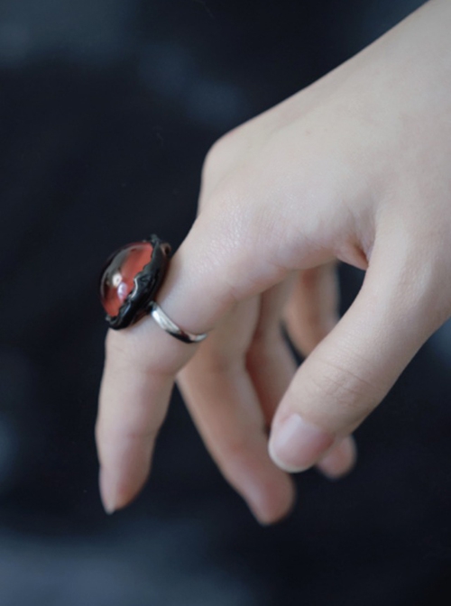 Red Vertical Pupil Eyeball Opening Adjustable Halloween Gothic Lolita Ring