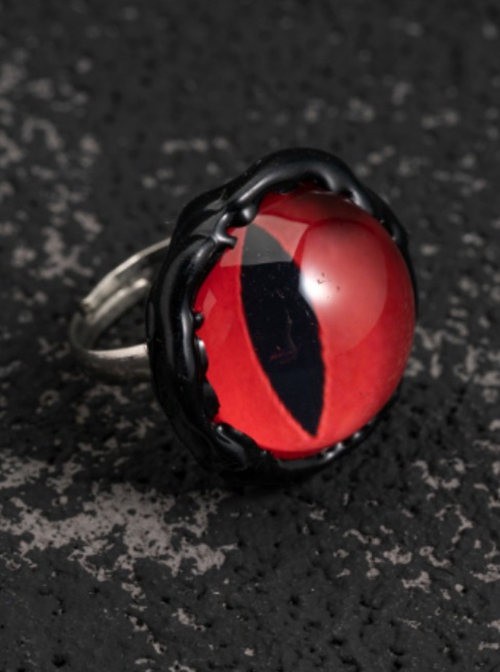 Red Vertical Pupil Eyeball Opening Adjustable Halloween Gothic Lolita Ring