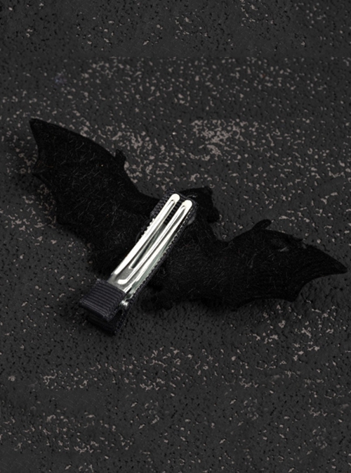 Emulation Plush Bat Black Simple Halloween Gothic Lolita Hair Clip