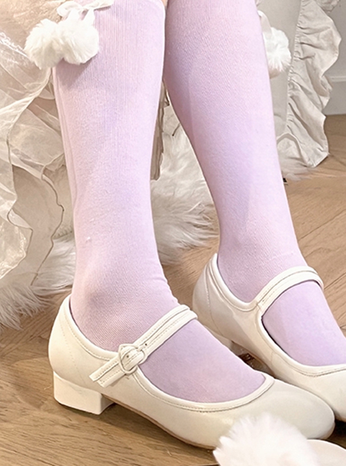 Victoria Series Solid Color Spring Autumn Bow Hair Ball Cotton Socks Mid Tube Socks Sweet Lolita Socks