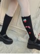 Sweet Strawberry Red-White Plaid Bow-Knot Fur Ball Decorated With Solid Color Christmas Socks Sweet Lolita Socks