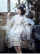 Chinoiserie Vintage Gorgeous Print Bow Lace Fringe Fake Collar Detachable Design Classic Lolita Sleeveless Dress