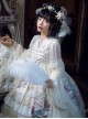 Chinoiserie Vintage Gorgeous Print Bow Lace Fringe Fake Collar Detachable Design Classic Lolita Sleeveless Dress