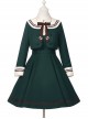 College Style Sweet Navy Collar Double Stripe Short Sleeveless Dress Long Sleeve Coat School Lolita Set