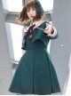 College Style Sweet Navy Collar Double Stripe Short Sleeveless Dress Long Sleeve Coat School Lolita Set